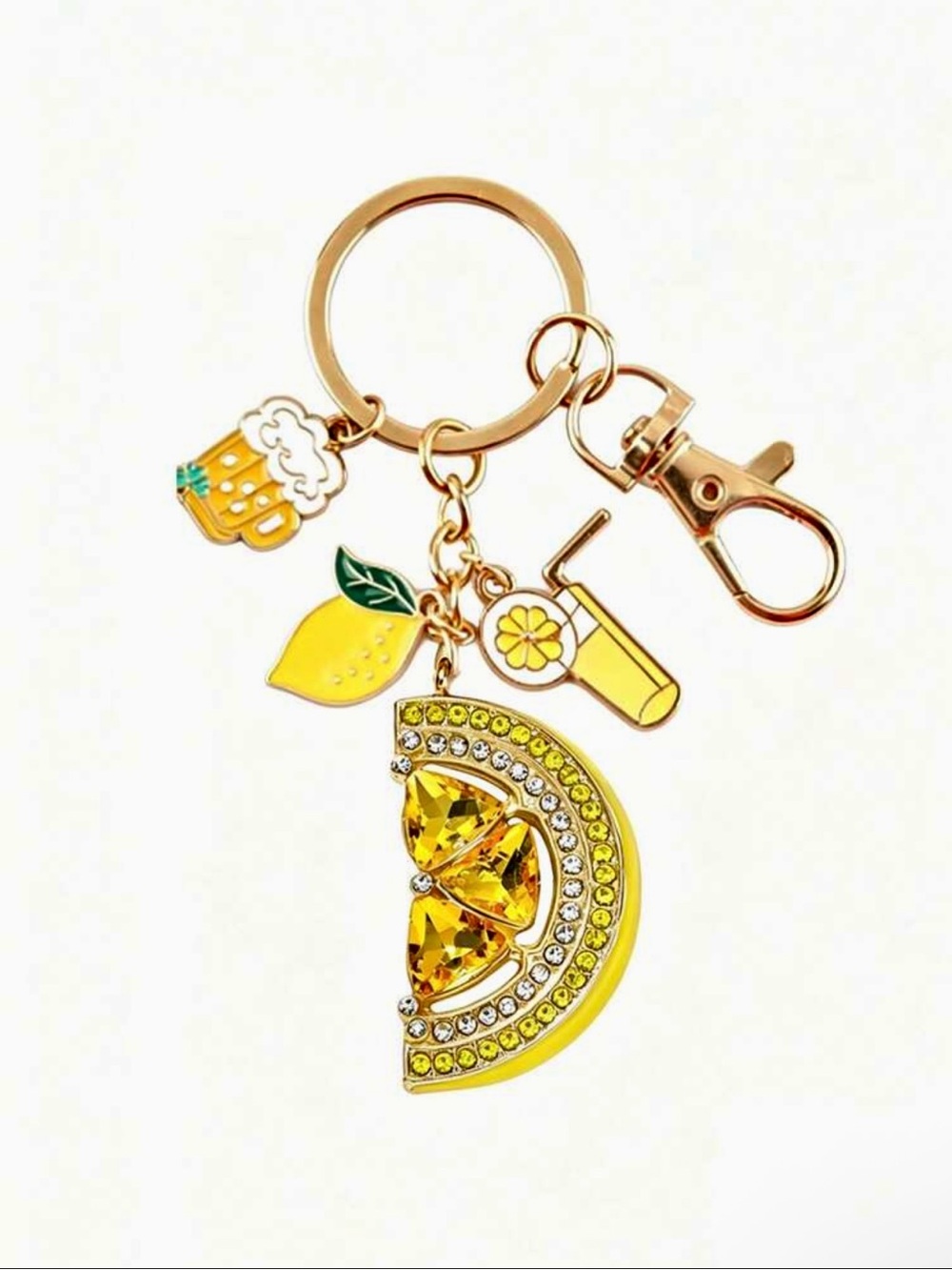 Yellow crystal Lemon Slice Crystal Keychain / bag Charms